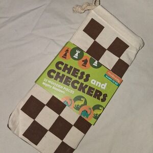 Mudpuppy Games to Go Chess and Checkers Mighty Dinosaurs - 32 Wooden Pieces New